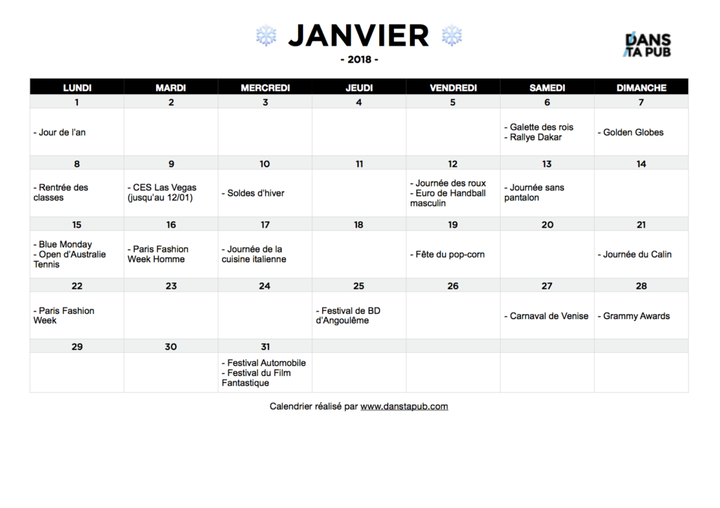 Calendrier Du Community Manager 2023 Calendrier 2018 : Tous Les Marronniers Social Media Pour Les Cm 🔥