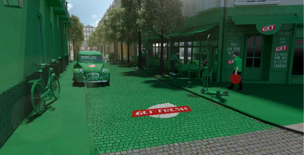 Get 27 repeint une rue de Paris avec une peinture qui baisse la temp&eacute;rature