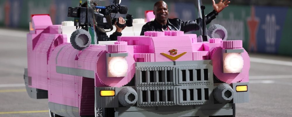 LAS VEGAS, NEVADA - NOVEMBER 22: Terry Crews drives the Lego Cadillac car during the F1 Grand Prix of Las Vegas at Las Vegas Strip Circuit on November 22, 2025 in Las Vegas, Nevada. (Photo by Clive Rose/Getty Images)