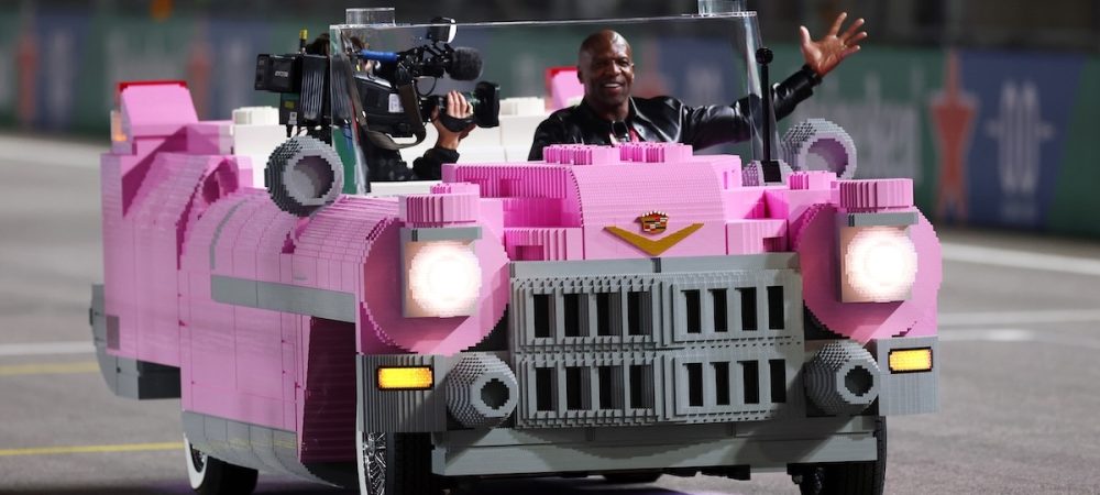 LAS VEGAS, NEVADA - NOVEMBER 22: Terry Crews drives the Lego Cadillac car during the F1 Grand Prix of Las Vegas at Las Vegas Strip Circuit on November 22, 2025 in Las Vegas, Nevada. (Photo by Clive Rose/Getty Images)